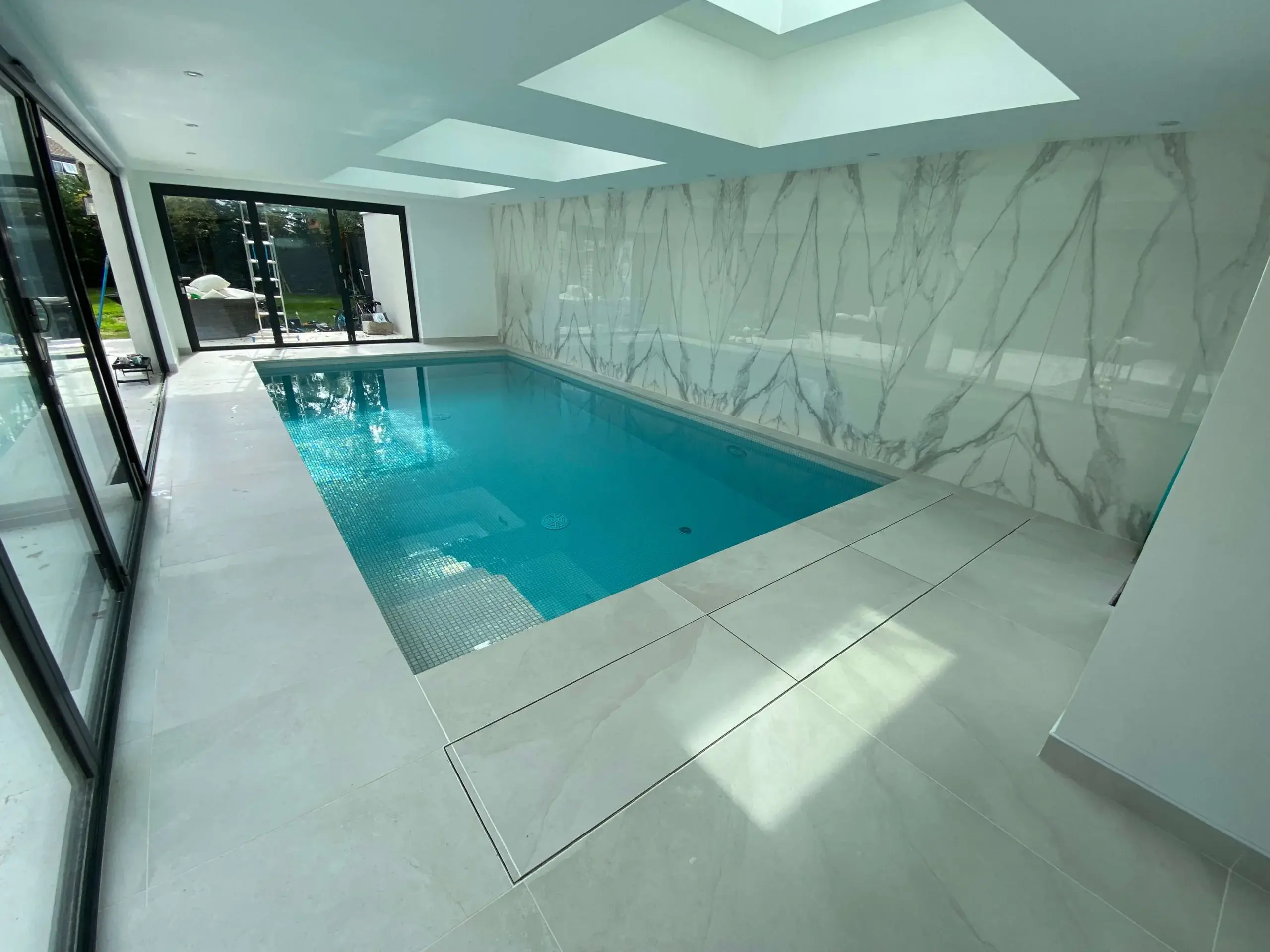 a swimming pool in a room