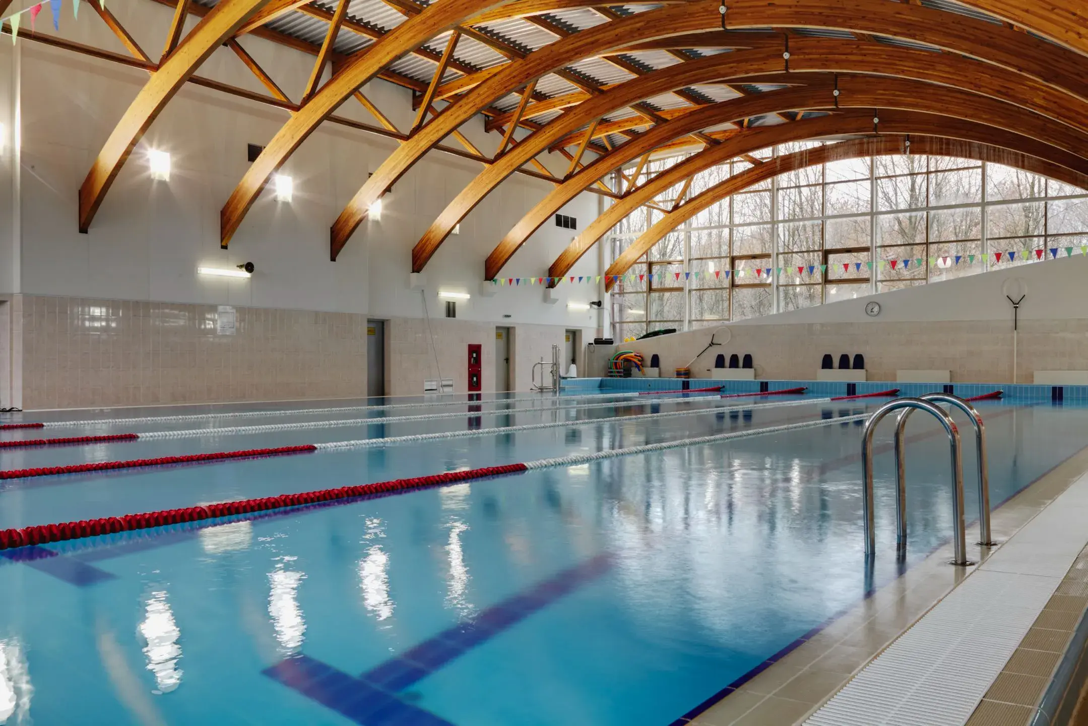 a large indoor swimming pool